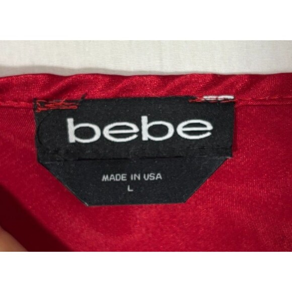 Vintage Bebe Slip Dress Sz L Red Midi Satin 90s Y2K Glam Holiday Formal Wedding - Picture 7 of 9